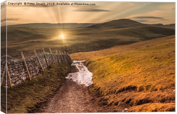 Setting sun in the Yorkshire Dales Canvas Print by Peter Stuart