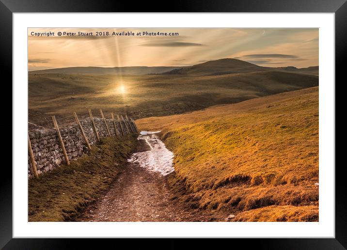 Setting sun in the Yorkshire Dales Framed Mounted Print by Peter Stuart