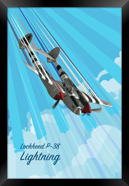 P-38 Lightning Pop Art Framed Print by J Biggadike