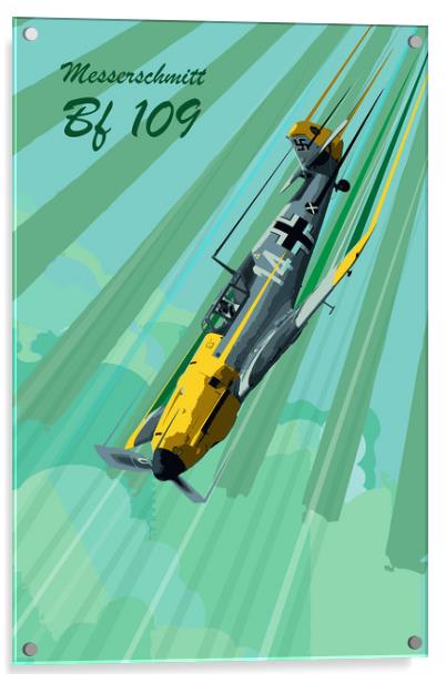 Messerschmitt Bf 109 Pop Art Acrylic by J Biggadike