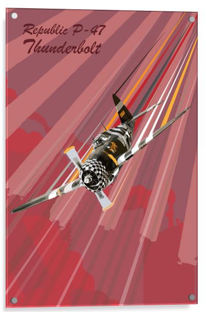 P-47 Thunderbolt Pop Art Acrylic by J Biggadike