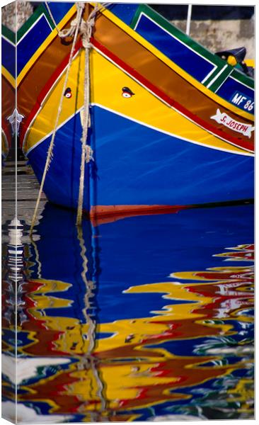 Traditional Fishing Boat, " Luzzuis " Malta. Canvas Print by Philip Enticknap