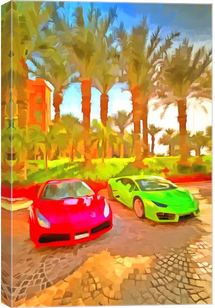 Dubai Super Cars Pop Art Canvas Print by David Pyatt
