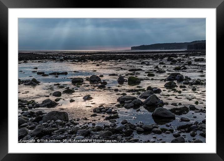 Evening sunset Llantwit Major Beach South Wales Co Framed Mounted Print by Nick Jenkins