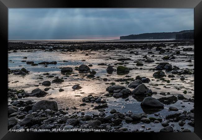 Evening sunset Llantwit Major Beach South Wales Co Framed Print by Nick Jenkins