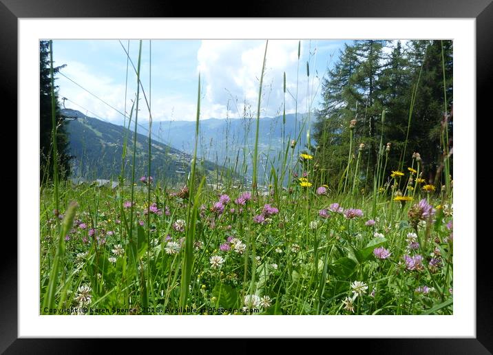 Meadow in the Alps Framed Mounted Print by Karen Spence