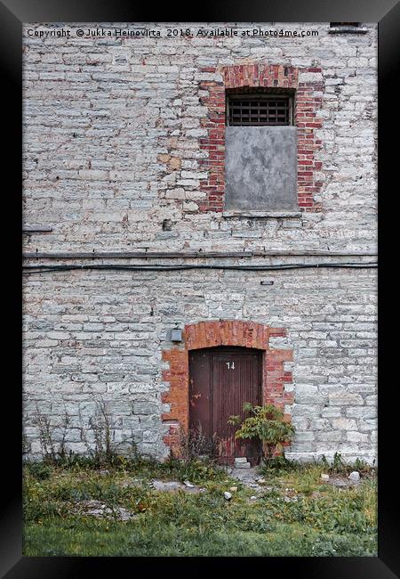 Door and Window At The Patarei Prison Framed Print by Jukka Heinovirta