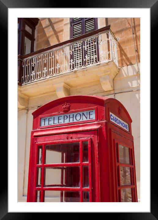 Red telephone box, Malta Framed Mounted Print by Philip Enticknap