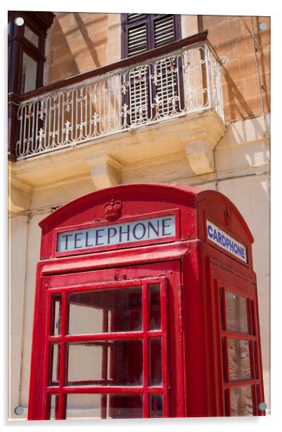 Red telephone box, Malta Acrylic by Philip Enticknap