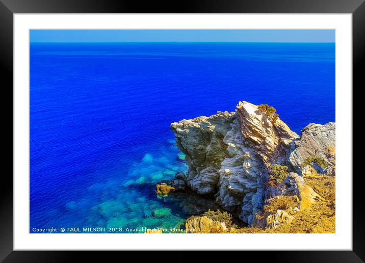 Crete's Stunning Coastal Rocks Framed Mounted Print by PAUL WILSON