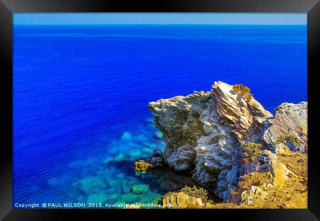 Crete's Stunning Coastal Rocks Framed Print by PAUL WILSON