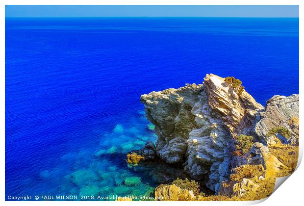 Crete's Stunning Coastal Rocks Print by PAUL WILSON