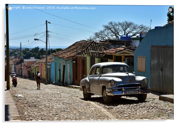 Silver old-timer in a Trinidad, Cuba Acrylic by Jutta Klassen
