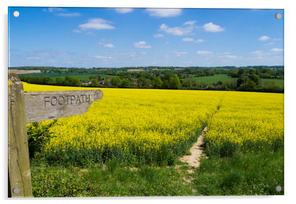 Footpath Sign to pathway through rapefield  Acrylic by Philip Enticknap