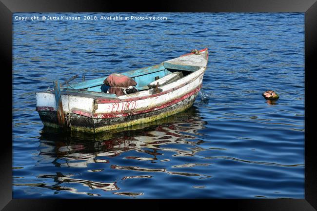 Old fishing boat in Havana harbour, Cuba Framed Print by Jutta Klassen