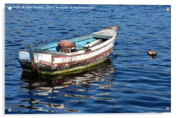 Old fishing boat in Havana harbour, Cuba Acrylic by Jutta Klassen