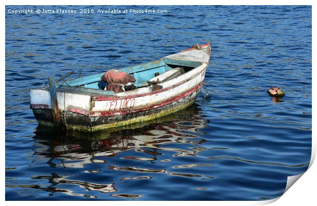 Old fishing boat in Havana harbour, Cuba Print by Jutta Klassen