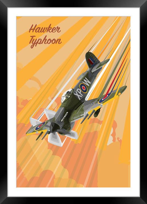 Hawker Typhoon Pop Art Framed Mounted Print by J Biggadike