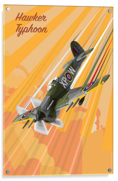 Hawker Typhoon Pop Art Acrylic by J Biggadike