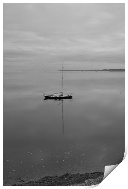 A sailing boat on calm water. Print by Rob Evans
