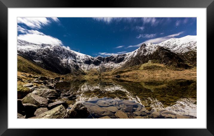 Cwm Idwal By Moonlight Framed Mounted Print by Kingsley Summers