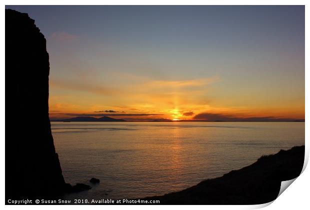 Silhouette and Sunset at Neist Point, Isle of Skye Print by Susan Snow
