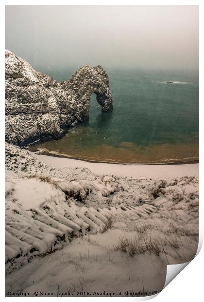 Durdle Door blizzard morning  Print by Shaun Jacobs