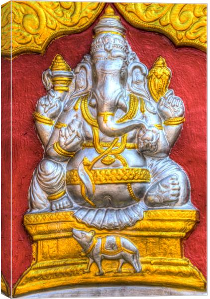 Indian Temple Elephant  Canvas Print by David Pyatt