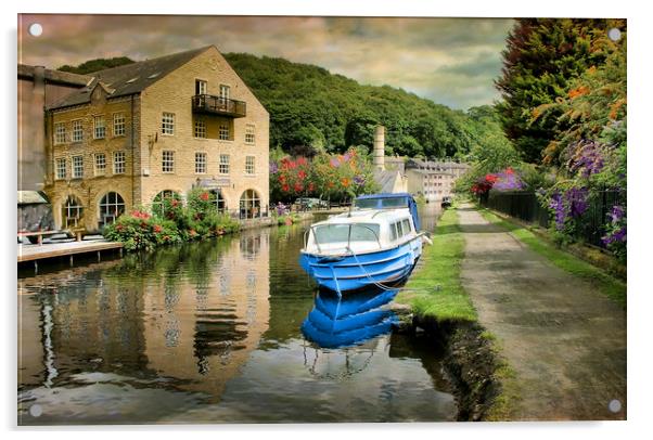 The Rochdale Canal , Yorkshire Acrylic by Irene Burdell