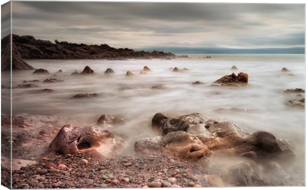 Rotherslade Bay rocks Canvas Print by Leighton Collins