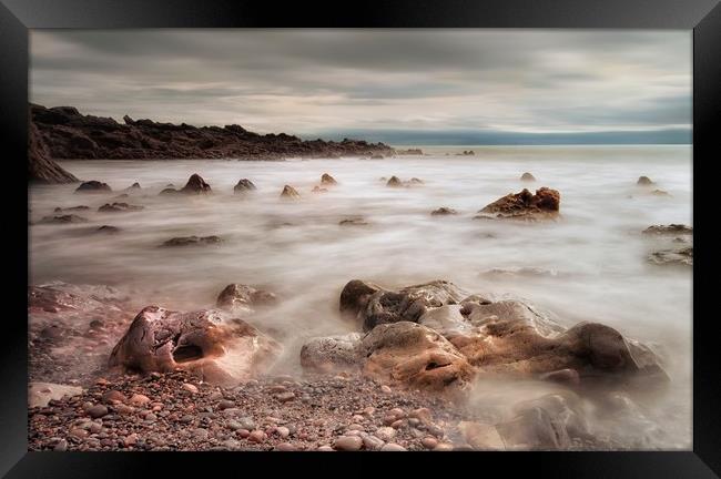 Rotherslade Bay rocks Framed Print by Leighton Collins