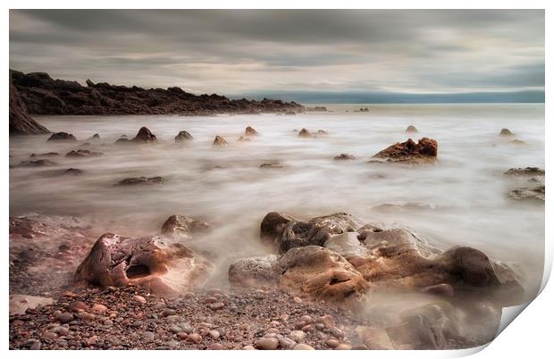 Rotherslade Bay rocks Print by Leighton Collins