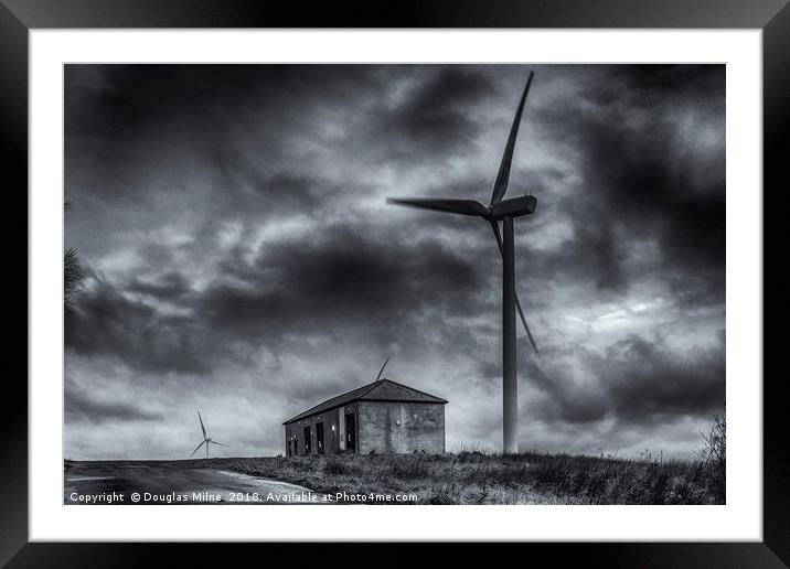 Pates Hill Wind Farm Framed Mounted Print by Douglas Milne