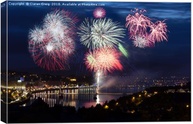 Fireworks over Derry City  Canvas Print by Ciaran Craig