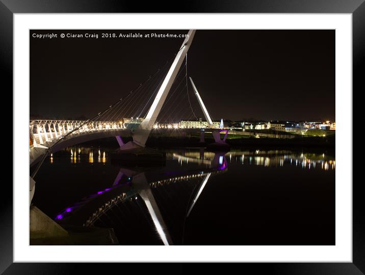 Peace Bridge at Night  Framed Mounted Print by Ciaran Craig