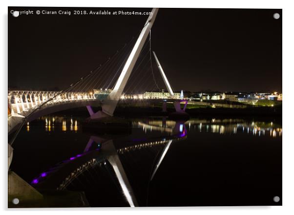 Peace Bridge at Night  Acrylic by Ciaran Craig