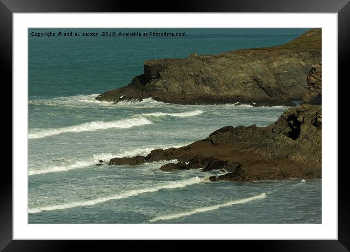 NEWQUAY WAVES Framed Mounted Print by andrew saxton