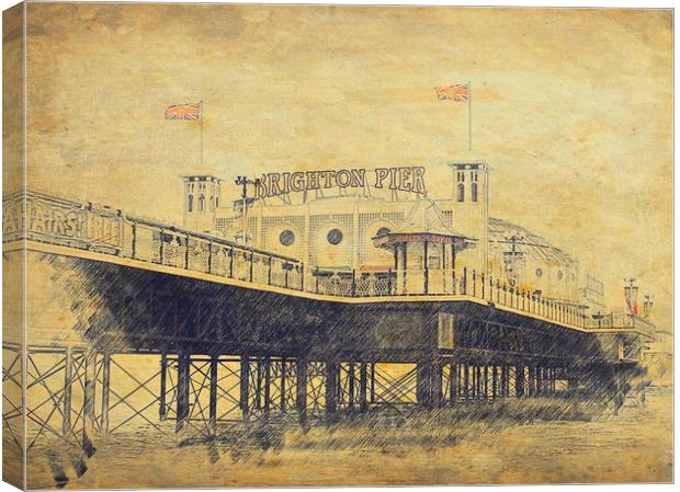 A Vintage Sketch of Brighton Pier Canvas Print by Beryl Curran