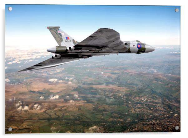 Vulcan's final flight over Sheffield Acrylic by David Stanforth