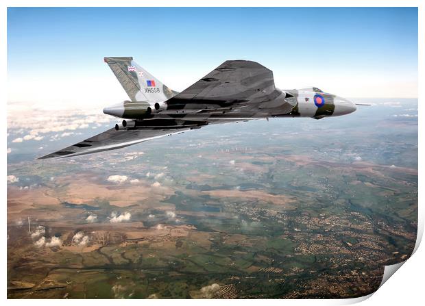 Vulcan's final flight over Sheffield Print by David Stanforth