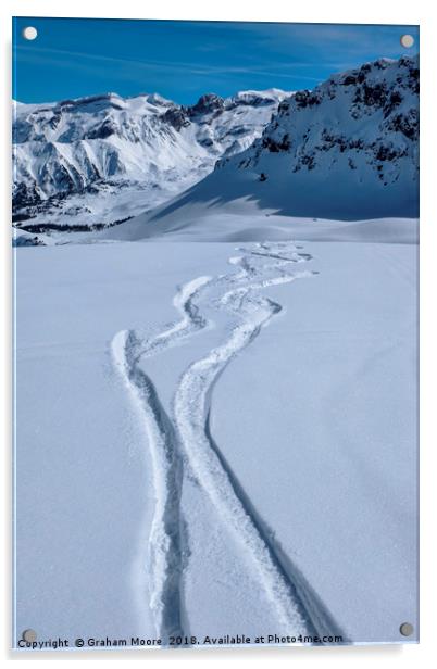 Snowboard tracks Acrylic by Graham Moore