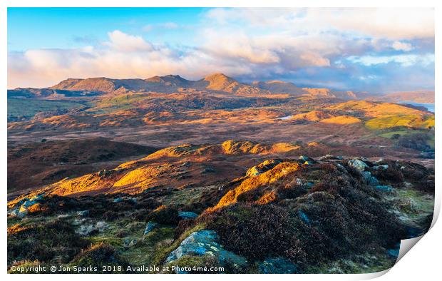 Coniston Fells from Beacon Fell Print by Jon Sparks