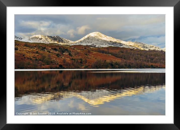 Coniston Water reflections Framed Mounted Print by Jon Sparks