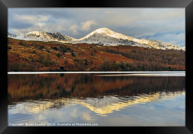 Coniston Water reflections Framed Print by Jon Sparks