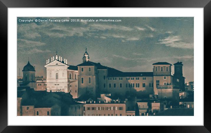 Night Scene Rome Cityscape Aerial View Framed Mounted Print by Daniel Ferreira-Leite