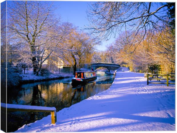 Basingstoke Canal in winter Canvas Print by Philip Enticknap