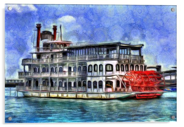 New Orleans Paddle Steamer Art Acrylic by David Pyatt