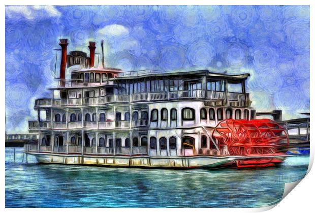 New Orleans Paddle Steamer Art Print by David Pyatt