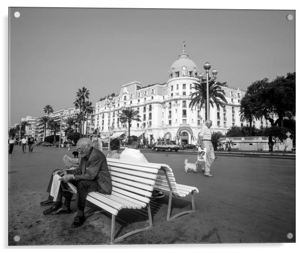 Promenade Des Anglais,Nice, France.( circa 1990 ) Acrylic by Philip Enticknap