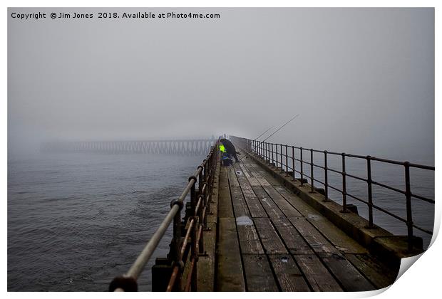 Fishing in the fog Print by Jim Jones